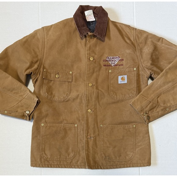 CARHARTT C01 BRN - Men's Vintage Blanket Lined USA Made Canvas Jacket - Size 40 - Picture 1 of 8